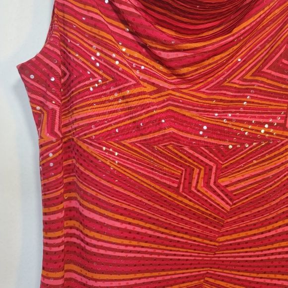 SEXY slinky 70s style red sequined cowl neck dress - Picture 3 of 9